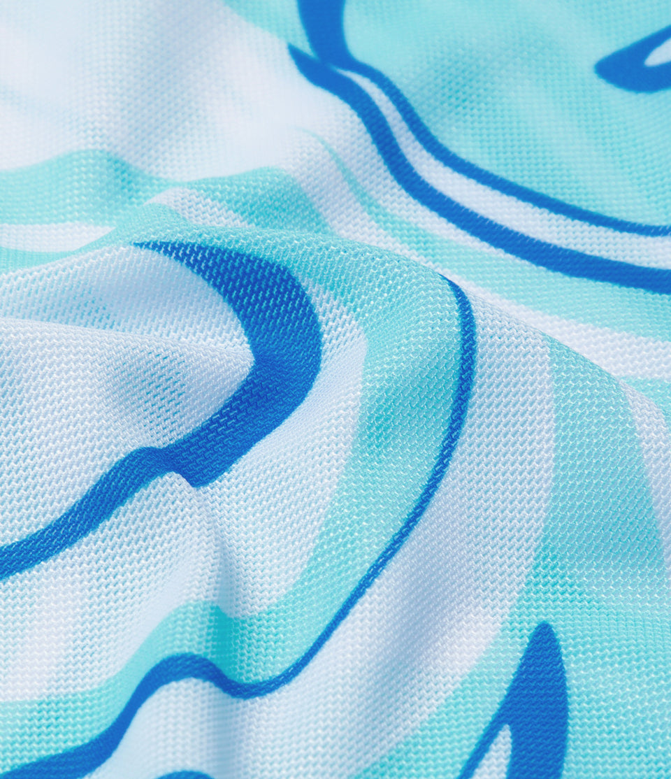 Geometric Print Tie Back Side Drawstring 3-Piece Swimsuit