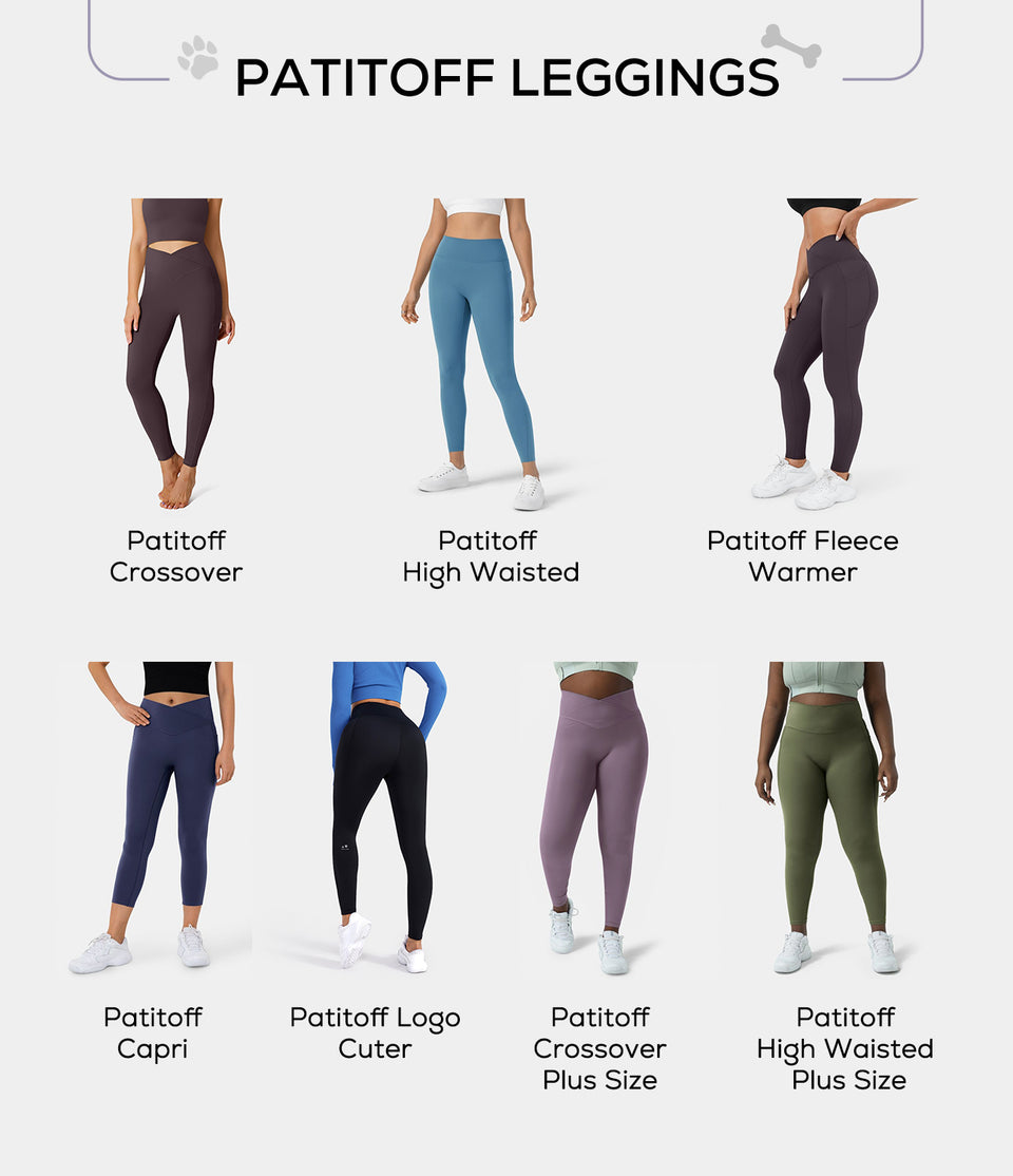 Patitoff® Pet Hair Resistant Fleece Crossover Side Pocket Casual Leggings