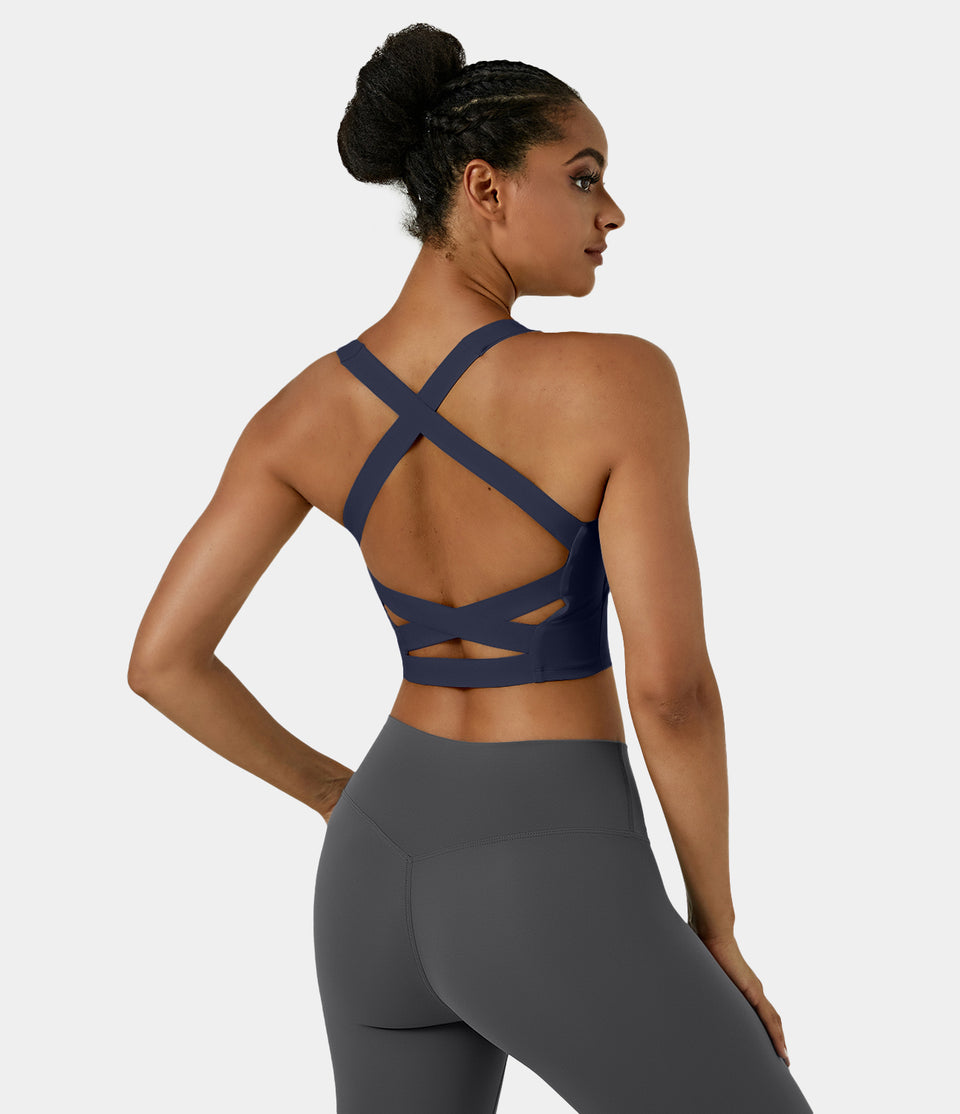 Softlyzero™ Airy Square Neck Backless Crisscross Cropped Cool Touch Yoga Tank Top-UPF50+