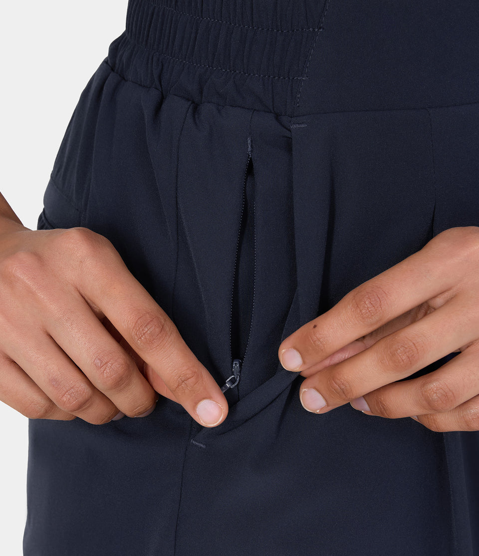 High Waisted Side Pocket Plus Back Pocket Commute Shorts 4"