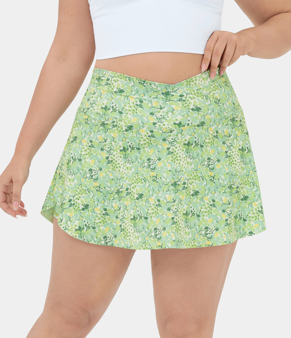 Everyday Crossover Side Pocket 2-in-1 Plus Size Tennis Skirt-Lucid