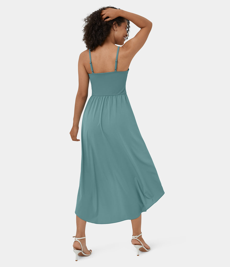 Breezeful™ Backless High Low 2-Piece Side Pocket Flowy Midi Quick Dry Casual Dress