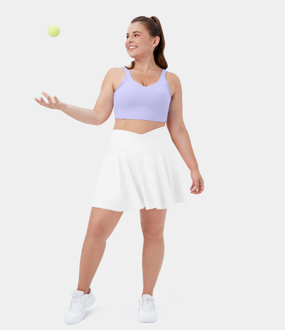 Softlyzero™ Airy Comfy High Waisted Crossover 2-in-1 Side Pocket Plus Size Flare Cool Touch Tennis Skirt-UPF50+
