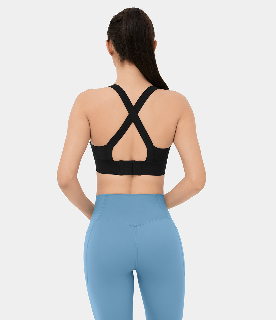 Low Support U Neck Backless Crisscross Adjustable Yoga Sports Bra